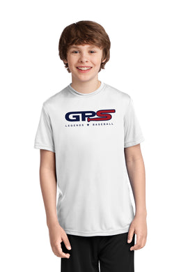 White GPS Youth Dry-Fit Tee